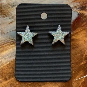 Disco Chic Glitter Star Stud Clay Earrings